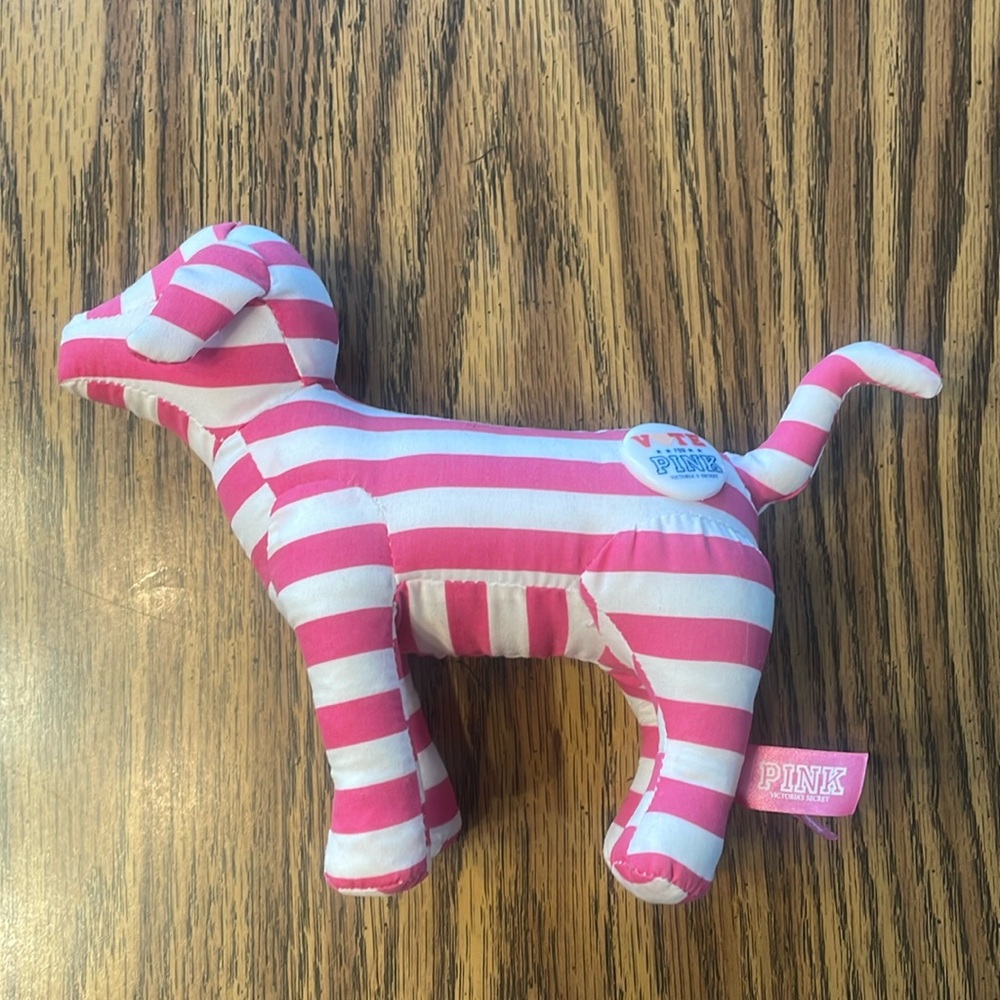 Victoria’s Secret PINK pink and white striped Vote for Pink mini dog